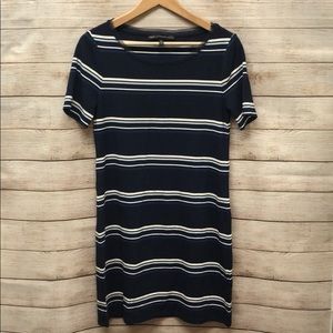 XS WHBM Blue Striped Short Sleeve Shift Dress